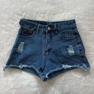 SHEIN Blue Distressed Jean Shorts
